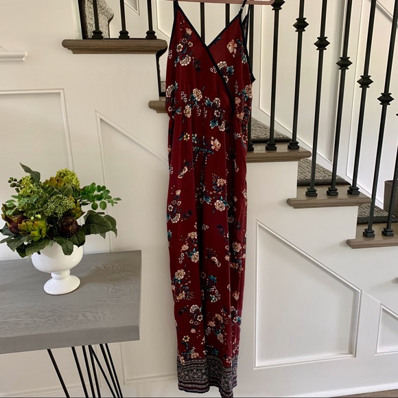 Floral/Burgundy Jumpsuit - Picture 2 of 4